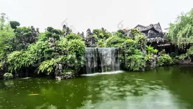 中国广东省著名私家花园池塘